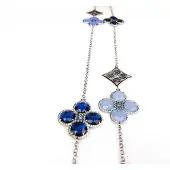 Sophie Lange zilveren collier halsketting Model Sugary Sweetness gezet met blauwe stenen
