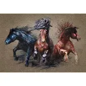 Karo-art Fotobehang Drie Rennende Paarden - Vliesbehang - 208 x 146 cm