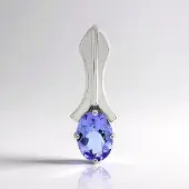 Cavill - Zilveren Hanger - 925 Sterling Zilver met Palladium - Tanzaniet 0,697 ct - Ovaal Briljant Slijpsel - Modern Elegant Design