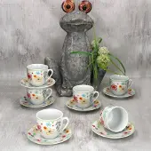 MamboCat Set van 6 Variant koffiekoppen schotels BLÜMCHEN