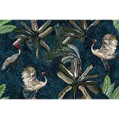 Karo-art 416cm X 290cm - Fotobehang - Kraanvogels tussen bladeren, premium print, inclusief behanglijm
