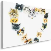 Karo-art Schilderij - Een Hartje van Kittens, Liefde, Premium Print
