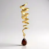 Cavill - Zilveren hanger verguld - 0,79 ct Mozambique granaat peervormig geslepen - 925 Sterling zilver - Elegant spiraal ontwerp - Luxe sieraden