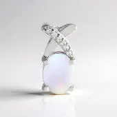 Cavill - 925 Sterling Zilveren Hanger - 1,07 ct Ovale Australische Opaal - Platina Geplateerd - Elegante Dameshanger met Zirkonia