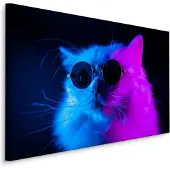 Karo-art Schilderij - Cool Cat, paars/blauw, 4 maten, premium print