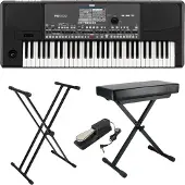 Korg PA600 61-Toets Arranger Keyboard met Standaard, Sustainpedaal en Kruk