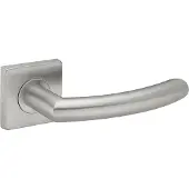 Intergriff Deurkruk (2x) Donna rond 20mm haaks op vierkant rozet geborsteld RVS | RVS deurklinken