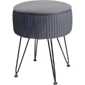 MCW Kruk -K47, kruk met opbergvak, Ø 33cm, fluweellook ~ lichtgrijs, zwart frame