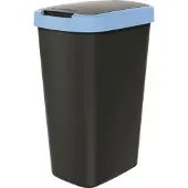 Prosperplast Afvalcontainer 45 liter met deksel, merk KEDEN COMPACTA Q, zwart met een lichtblauwe rand
