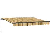 vidaXL Handmatig Zonnescherm 2,5 x 2 m Geel, grijs en wit gestreept