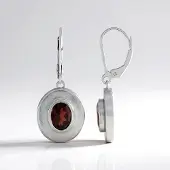 Cavill - Elegante Zilveren Oorbellen - 925 Sterling Zilver Geplatineerd met 2,86 ct Mozambique Granaat - Ovalen Mat Design - Monosono Collection
