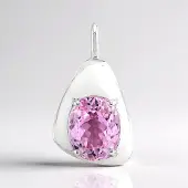 Cavill - Zilveren Hanger - 925 Sterling Zilver met Palladium - Afghaanse Kunziet 2,3 ct - Ovaal Briljantslijp - Elegant Dames Sieraad
