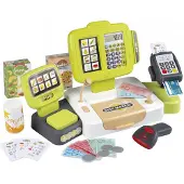 Smoby - Rollenspel - Shopping - Elektronische Supermarkt kassa met kassa lade, echte rekenmachine, dummymicrofoon, creditcardlezer en weegschaal met mechanische actie