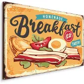 Karo-art Schilderij - Homemade Breakfast, Reclamebord, Premium Print
