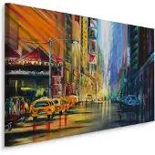 Karo-art Schilderij - New York geschilderd, Premium Print op Canvas