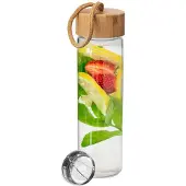 Orion Waterfles - Borosilicaatglas - 450 ml - Bamboe Dop - RVS Filter