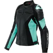 Dainese Racing 4 Leren Jas Dames Zwart Aqua Groen Maat 44