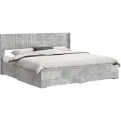 vidaXL Bedframe met opbergruimte en hoofdbord Betongrijs Bewerkt hout