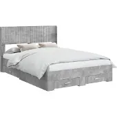vidaXL Bedframe met opbergruimte en hoofdbord Betongrijs 140 x 200 cm