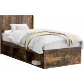 vidaXL Bedframe met opbergruimte en hoofdbord Gerookt eiken