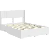 vidaXL Bedframe met opbergruimte en hoofdbord Wit Bewerkt hout