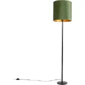 QAZQA Botanische vloerlamp zwart met groene kap 40 cm - Simplo