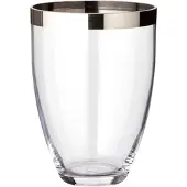 Edzard Charlotte vaas, handgeblazen kristalglas met platina rand, hoogte 24 cm
