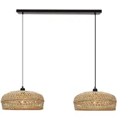 Olucia - JENNIFER - Hanglamp - Bruin / Zwart - 2L - Vorm: Rechthoek