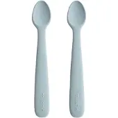 Mushie Siliconen lepel 2 stuks Powder Blauw