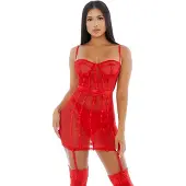 Forplay Sheer Intimacy - Mesh Bustier Set red S