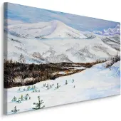 Karo-art Schilderij - Berglandschap met Sneeuw, Premium Print op canvas