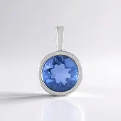 Cavill - Zilveren Hanger - 925 Sterling Zilver Geplatineerd - 2 1 ct Kleurwissel Fluoriet Rond - Elegante Bezel-Zetting - 8 mm - Unieke Kleuren