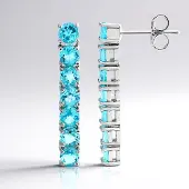 Cavill - Zilveren Oorbellen met Blauwe Apatiet 2 856 ct - 925 Sterling Zilver Gerhodineerd - Elegant 28 mm - Ronde Geslepen Edelstenen - Madagaskar