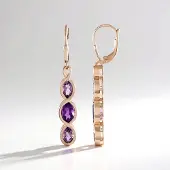 Cavill - Zilveren Oorbellen - 925 Sterling Zilver Rosé Verguld - 3,15 ct Braziliaanse Ovale Amethisten - Chique Modieuze Lange Hangers 44 mm