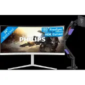 Philips Evnia 34M2C5501A/00 Curved + Vortech Monitorarm met
