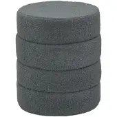 MODFU Poef Ø40x45 cm van polyester, gestoffeerd teddyfleece, donkergrijs