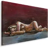 Karo-art Schilderij - Geschilderde vrouw (print op canvas), premium print
