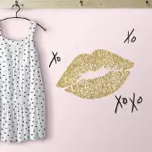 RoomMates Xoxo Lips - - Wall_stickers - Zwart; Goud - Vinyl