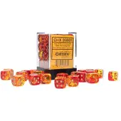 Chessex Doorzichtige 6-zijdige Gemini dobbelstenen 12mm RED-YELLOW/GOLD (36 dobbelstenen) -