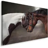 Karo-art Schilderij - Prachtige liefde tussen 2 paarden, premium print