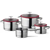 Cuisinox - 4-delige RVS Pannenset Rood