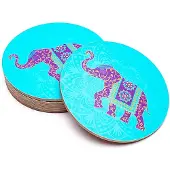 Phoenix Onderzetters 'Indiase olifant', set van 6 stuks, MDF