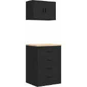 vidaXL Garagekasten 2 st spaanplaat zwart