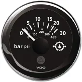 VDO 10-184 Ohm Oil Manometer 0-30bar Zilver 52 mm