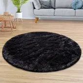 TT Home Tapijt Woonkamer Diepe Pool Lange Pool Zacht Modern Monochroom Design 200 x 200 cm Rechthoek 200 x 200 cm Rechthoek zwart