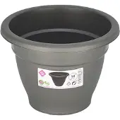 Hega hogar Plantenpot/bloempot - grijs - 14 cm - kunststof