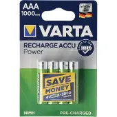 Varta RECH.AC.Power AAA1000mAh BLI4 Oplaadbare AAA batterij (potlood) NiMH 1000 mAh 1.2 V 4 stuk(s)