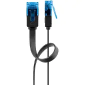 Goobay Netwerkkabel | Cat6a U/UTP | 15 meter (100% koper, Plat, Zwart)