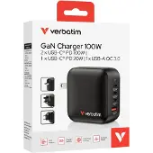 Verbatim Mini GaN netlader 100W 4 aansluitingen US/EU/UK ADP