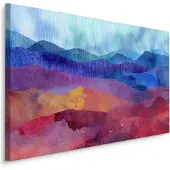Karo-art Schilderij - Prachtig Abstract van Heuvels, Multikleur, Premium print